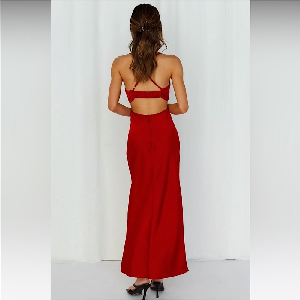 Hello Molly Red Maxi Dress with Spaghetti Straps - Picture 2 of 10